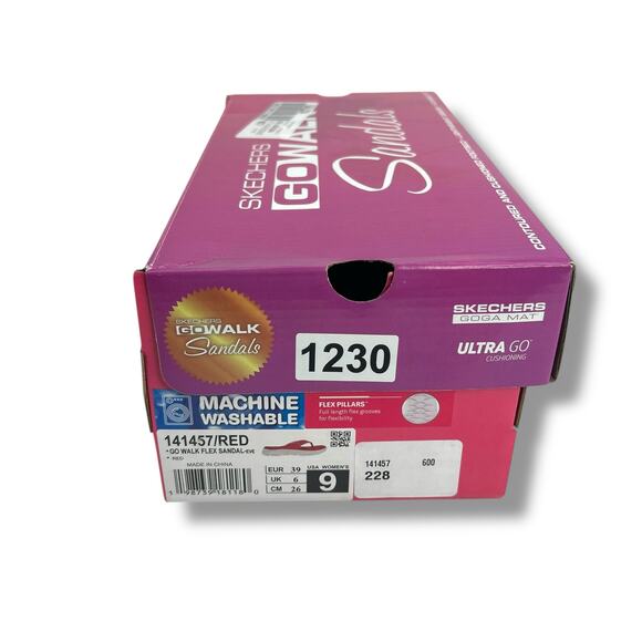 NEW Skechers Go Walk Flex Sandal Size 9 Eve 141457 Red Toe Post Flip Flops - Picture 13 of 13